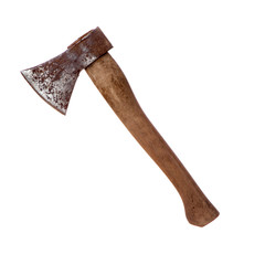 Old rusty axe isolated