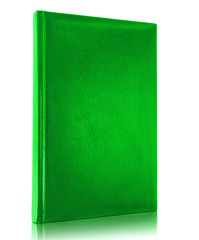 Blank green book cover isolated on white background