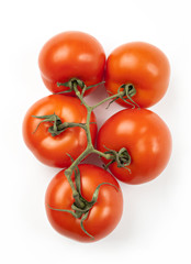 Close-up photo of tomatoes on the white background