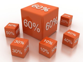Blocks with the sign of percent on a white background