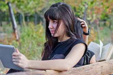 Woman holding laptop