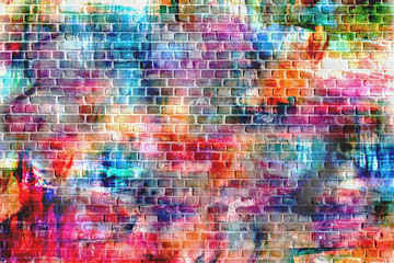kleurrijke grunge kunst muur illustratie