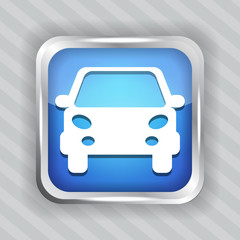 blue car button icon on the striped background