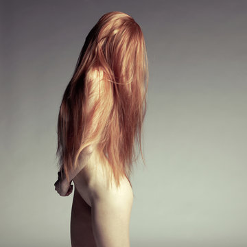 Fototapeta Beautiful nude woman with magnificent hair