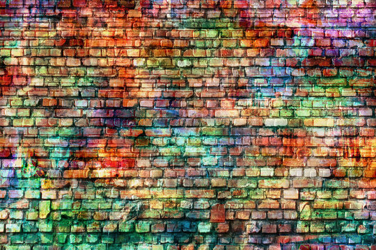 grunge colorful wall, empty room © HAKKI ARSLAN