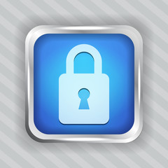 blue padlock icon on the striped background