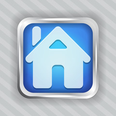 blue home button icon on the striped background
