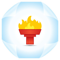 red torch on a blue colored paper background