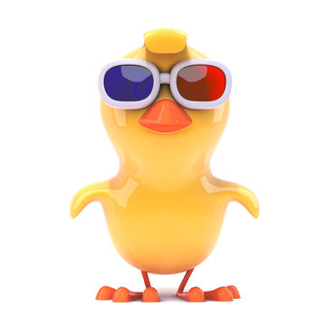 Easter chick is wearing 3d glasses