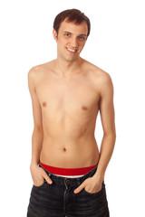 Fototapeta premium Shirtless Man in Jeans