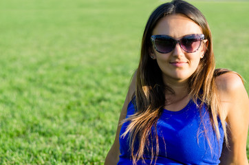 Smiling woman in sunglasses