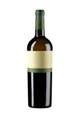 isolated unopened wine bottle on white