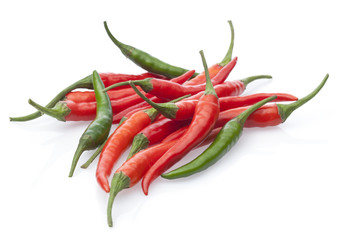 group chili peppers isolated on a white