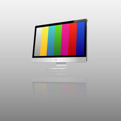 Illustration of modern LCD monitor with painting test image.