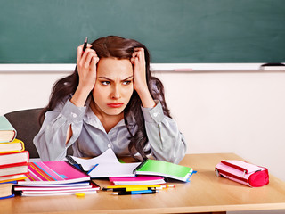 Woman in classroom.