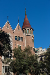 Modernist house like a castle in Barcelona city