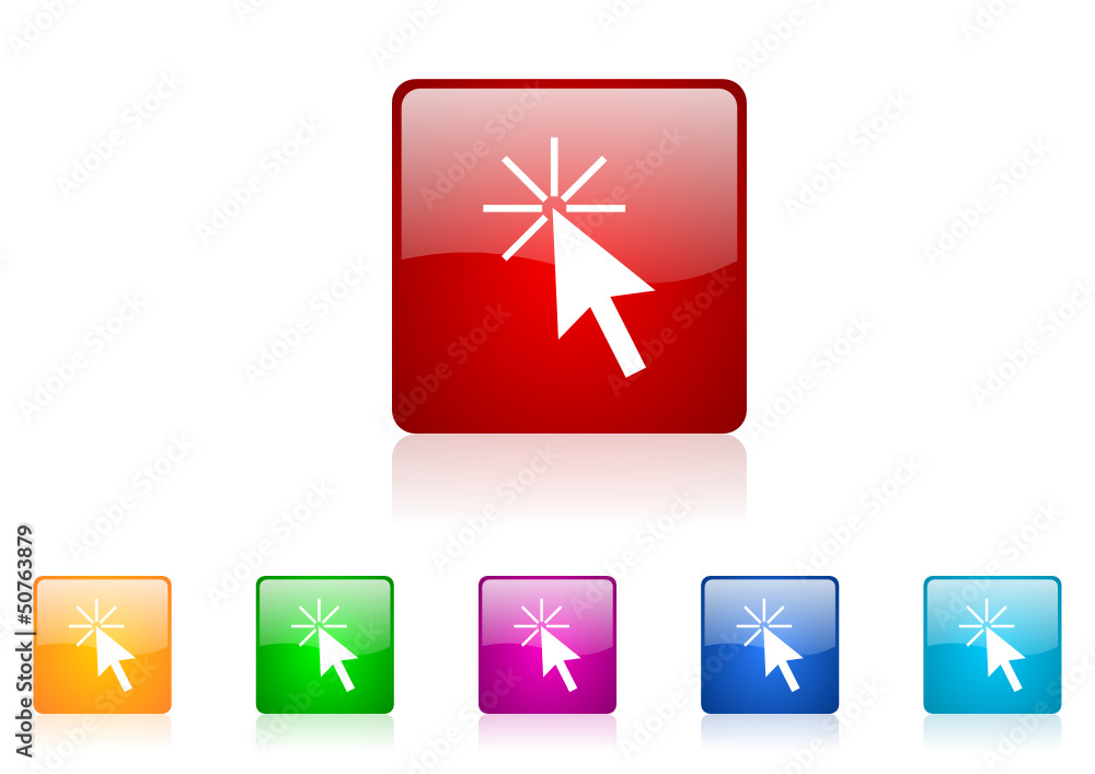 Poster click here vector icon set
