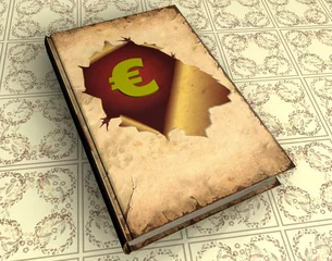 Fototapete Vintage Poster 3D Buch V - Euro