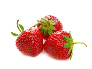 Three strawberry isolated on a white