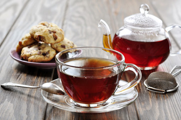 Cup of tea with teapot