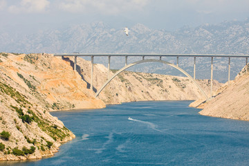 Maslenica Strait of the Adriatic Sea, north of Zadar, Croatia