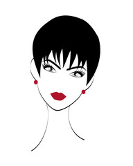 Girl logo whit red lips