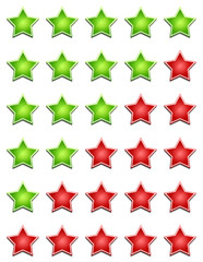 Fünf Sterne Bewertungssystem - Grün Rot