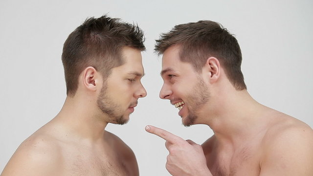 one brother laughing with another