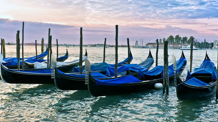 Venetian Gondolas at Sunrise
