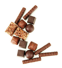 Chocolate sweets isolated on white