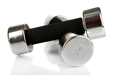 Dumbbells at 2 kg isolated on white
