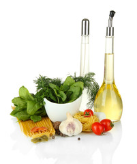 Composition of mortar, pasta and green herbals, isolated