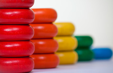 Bar chart made from wooden toys