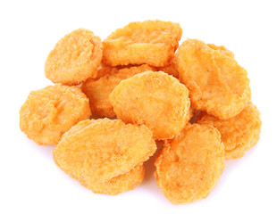 Fried chicken nuggets isolated on white