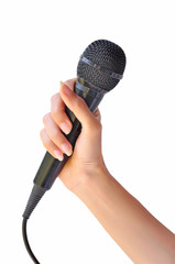 Woman hand with microphone