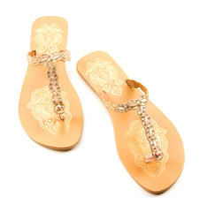Golden birds and strass flip flop sandals
