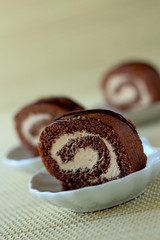 Chocolate pastry with cream