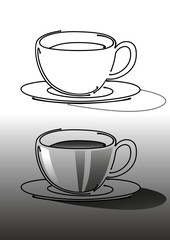 Çizgilerle kahve fincanı