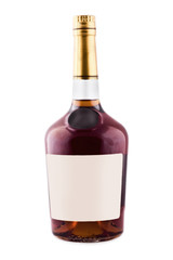 Bottle of cognac (brandy) on a white background