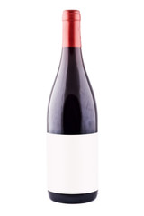 red wine bottle on the white