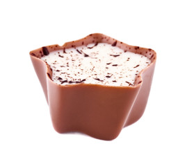 chocolate with a stuffing on the white