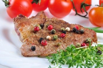 meat steak with color pepper