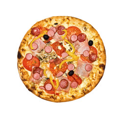 pizza on Bavarian, isolated, on the white