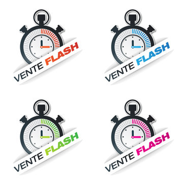 bouton vente flash rose, bleu, orange, verte