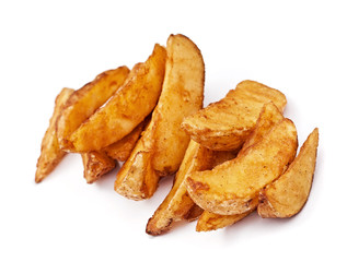 potatoes fried on white background