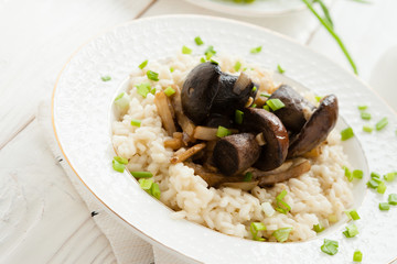 risotto with Brown cap boletus and grilled vegetables