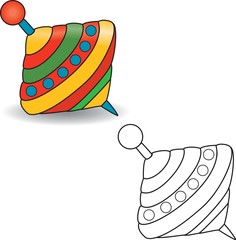 Coloring book. Humming-top, whirligig - vector illustration.