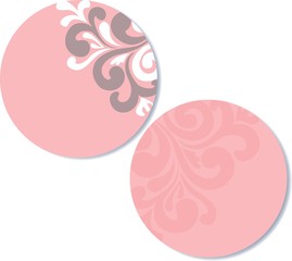 Round, double-sided wedding invitation. With place for text