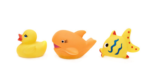 toys for a bathroom on a white background