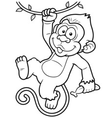 Illustration vectorielle de singes de dessin animé - Livre de coloriage